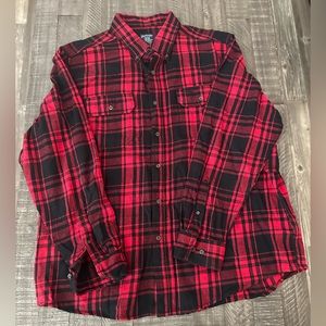 Faded Glory Buffalo Plaid Red & Black Casual Button Down